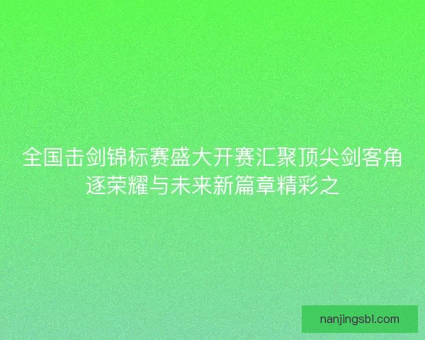全国击剑锦标赛盛大开赛汇聚顶尖剑客角逐荣耀与未来新篇章精彩之